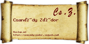 Csanády Zádor névjegykártya